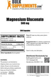 Label for Magnesium Gluconate 500 mg