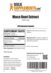 Label for Maca Root Extract (500 mg)