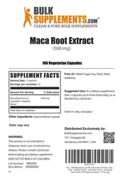 Label for Maca Root Extract (500 mg)