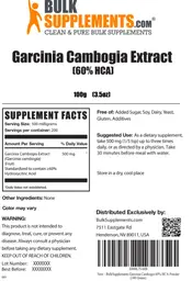 Label for Garcinia Cambogia Extract (60% HCA)
