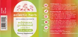 Label for Kid's Echinacea Goldenseal Orange Flavor