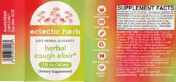 Label for Kid's Herbal Cough Elixir