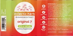 Label for Original 7 Mushroom Extract