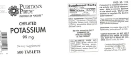 Label for Chelated Potassium 99 mg