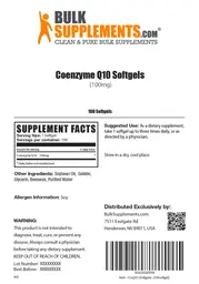 Label for Coenzyme Q10 Softgels (100 mg)