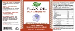 Label for Flax Oil 2,600 mg Max Strength