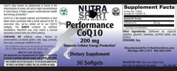 Label for Performance CoQ10 200 mg
