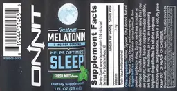 Label for Instant Melatonin 3 mg Fresh Mint Flavor