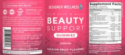 Label for Beauty Support Gummies Passion Fruit Flavored