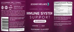 Label for Immune System Support Gummies Raspberry Flavored