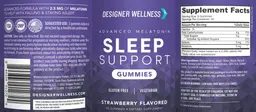 Label for Sleep Support Gummies Strawberry Flavored