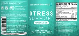 Label for Stress Support Gummies Raspberry Sweet-Tea Flavored