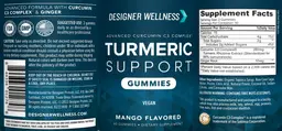 Label for Turmeric Support Gummies Mango Flavored