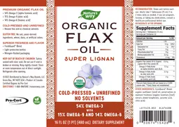 Label for Organic Flax Oil