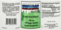 Label for 2-AEP Magnesium 500 mg