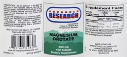 Label for Magnesium Orotate 500 mg