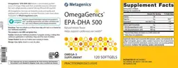 Label for OmegaGenics EPA-DHA 500 Natural Lemon Flavor