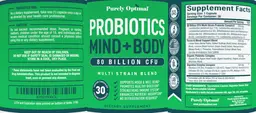 Label for Probiotics Mind + Body