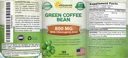 Label for Green Coffee Bean 800 mg