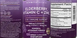 Label for Elderberry, Vitamin C + Zinc
