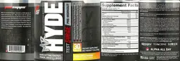 Label for Mr Hyde Test Surge Pre-Workout Pineapple Mango