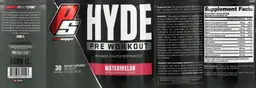 Label for Hyde Pre Workout Watermelon