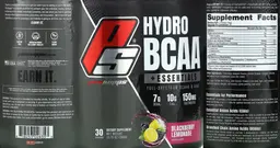 Label for HydroBCAA + Essentials Blackberry Lemonade