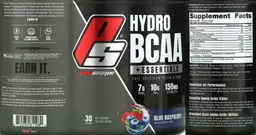 Label for HydroBCAA + Essentials Blue Raspberry