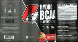 Label for HydroBCAA + Essentials Fruit Punch