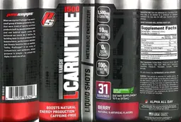 Label for Vanish L-Carnitine 1500 Berry