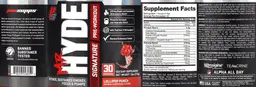 Label for Mr Hyde Signature Pre-Workout Lollipop Punch