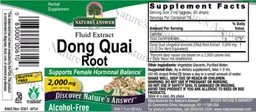 Label for Dong Quai Root 2,000 mg Alcohol-Free