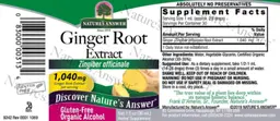 Label for Ginger Root Extract 1,040 mg