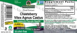 Label for Chasteberry Vitex Agnus Castus 2,000 mg Alcohol-Free