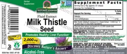 Label for Milk Thistle Seed 2,000 mg Alcohol-Free