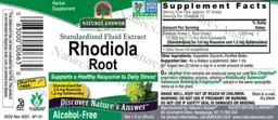 Label for Rhodiola Root Alcohol-Free
