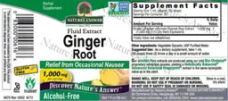 Label for Ginger Root 1,000 mg Alcohol-Free