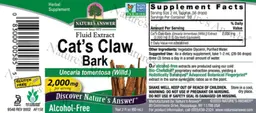 Label for Cat's Claw Bark 2,000 mg Alcohol-Free