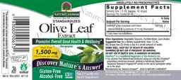 Label for Olive Leaf Extract Alcohol-Free