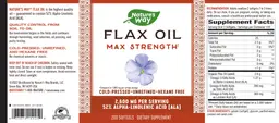 Label for Flax Oil 2,600 mg Max Strength