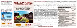 Label for Million ORAC Standardized Extracts