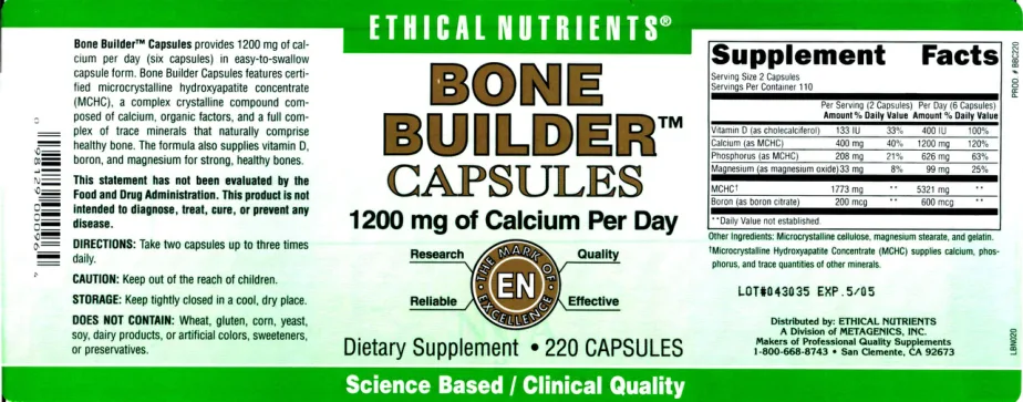 Label for Bone Builder Capsules
