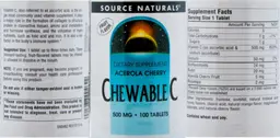 Label for Acerola Cherry Chewable C 500 mg Fruit Flavor