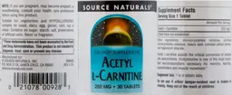 Label for Acetyl L-Carnitine 250 mg