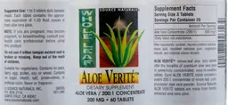 Label for Aloe Verite Whole Leaf 200 mg