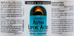 Label for Alpha Lipoic Acid 600 mg