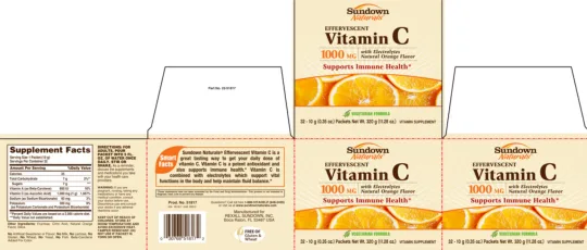 Label for Effervescent Vitamin C 1000 mg Natural Orange Flavor