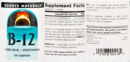 Label for B-12 2,000 mcg