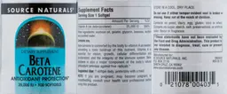 Label for Beta Carotene 25,000 IU