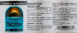 Label for Biotin 5 mg